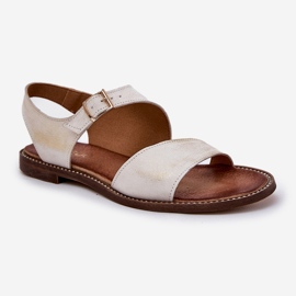 Sandalias de mujer de cuero Zazoo 3014 Zloty Limpieza dorado 4