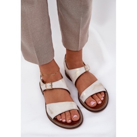Sandalias de mujer de cuero Zazoo 3014 Zloty Limpieza dorado 6