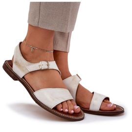 Sandalias de mujer de cuero Zazoo 3014 Zloty Limpieza dorado 7