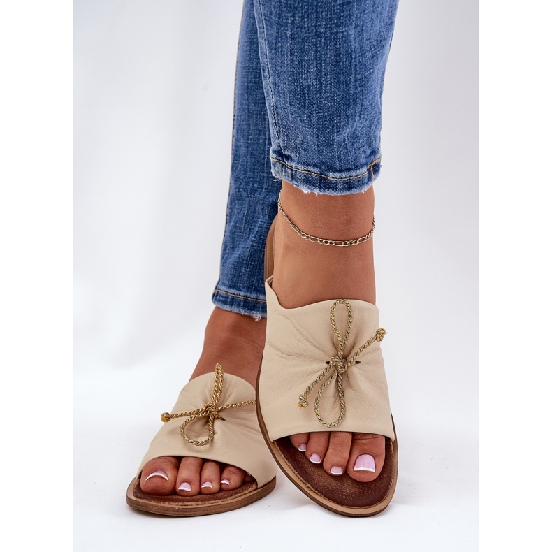 Zazoo 2659 zapatillas de cuero para mujeres beige 2