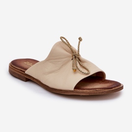 Zazoo 2659 zapatillas de cuero para mujeres beige 4