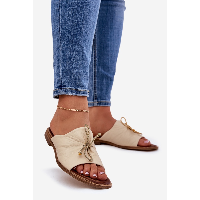 Zazoo 2659 zapatillas de cuero para mujeres beige 1