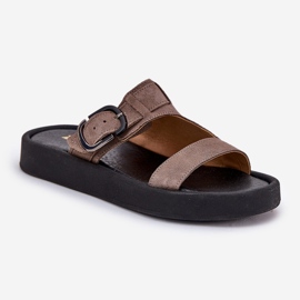 Flip fallas de gamuza para mujeres en la plataforma Zazoo 3024 Brown marrón 4