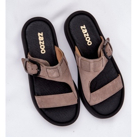 Flip fallas de gamuza para mujeres en la plataforma Zazoo 3024 Brown marrón 7