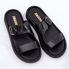 Flip de cuero para mujeres en la plataforma negra Zazoo 3024 negro 5