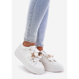 Zapatillas de deporte para mujeres con arco y un broche con un oso de peluche blanco 7