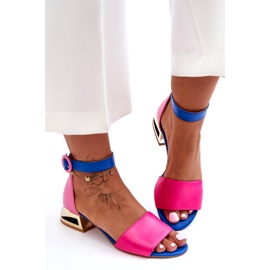 Sandalias Piel Tacón Dorado Laura Messi 2143 Rosa-Azul rosado 3