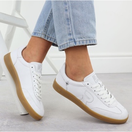 Zapatos de cuero sneakers de mujer Rieker W2200 blanco 14