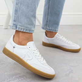 Zapatos de cuero sneakers de mujer Rieker W2200 blanco 4