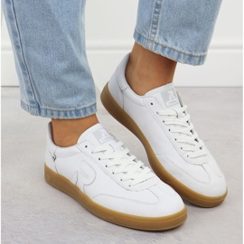 Zapatos de cuero sneakers de mujer Rieker W2200 blanco 5