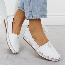 T.Sokolski Mocasines de cuero para mujeres de cuero blanco 4
