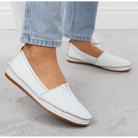 T.Sokolski Mocasines de cuero para mujeres de cuero blanco 5