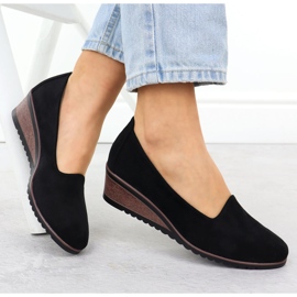 Zapatos en cuñas de gamuza de gamuza Potocki SZ12276 negro 4