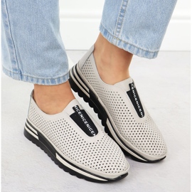 S.Barski Zapatos de cuero para mujeres, Openwork Beige S. Barski LR51-672 6