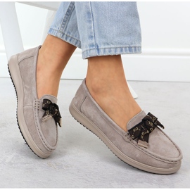 Mocasines de gamuza de cuero con un arco beige filippo dp6457 3