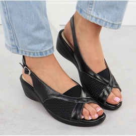 Evento Sandalias para mujeres en cuñas cómodas y ventosas negras 8863 negro 6