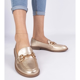 Mocasines de mujeres doradas con decoración dorada dorado 1