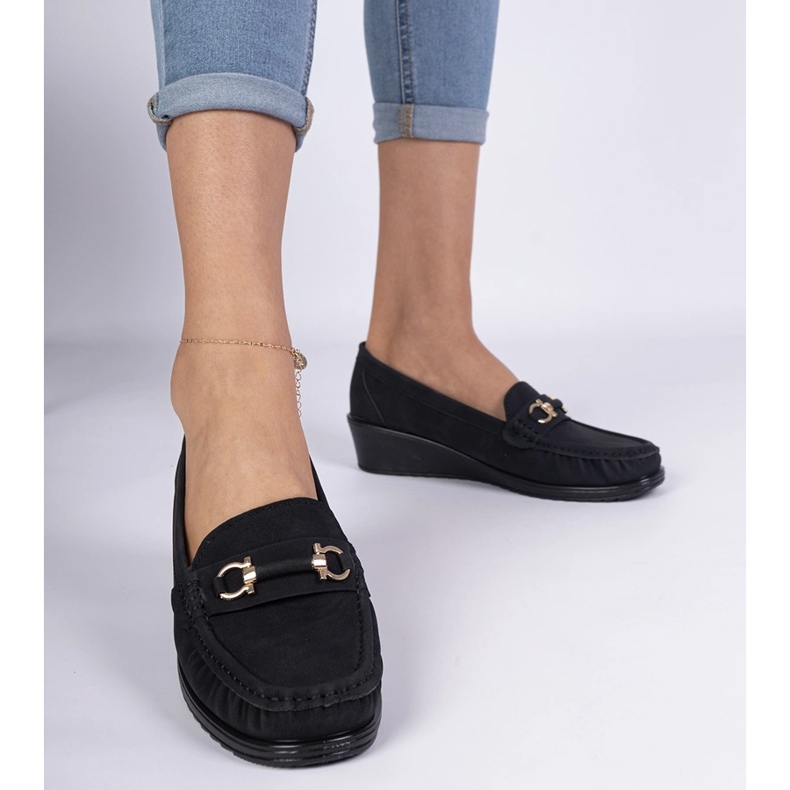 Mocasines cuña mujer negros 1 Mocasines cuña mujer negros 1
