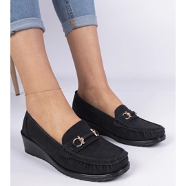 Mocasines cuña mujer negros 2