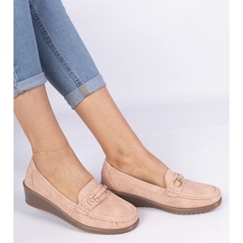 Mocasines de mujer rosa con un acabado mate rosado 1