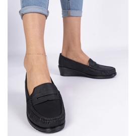 Mocasines cuña mujer negros 1