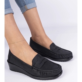 Mocasines cuña mujer negros 2