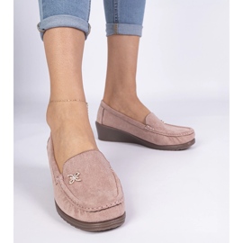 Mocasines de mujer rosa en una cuña de Ecozamsz rosado 1