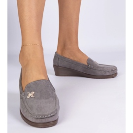 Mocasines de mujer gris para una cuña de Ecozamsz 1