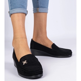 Mocasines de mujeres negras para una cuña de Ekozamsz negro 1
