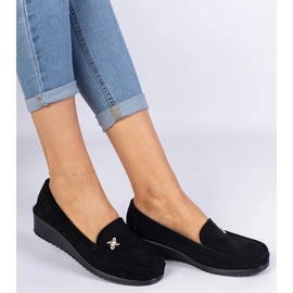 Mocasines de mujeres negras para una cuña de Ekozamsz negro 2