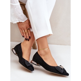 Elegantes bailarinas femeninas de gamuza con Laura Messi 2893 Black Bow negro 5