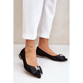Elegantes bailarinas femeninas de gamuza con Laura Messi 2893 Black Bow negro 2