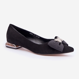 Elegantes bailarinas femeninas de gamuza con Laura Messi 2893 Black Bow negro 4