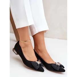 Elegantes bailarinas femeninas de gamuza con Laura Messi 2893 Black Bow negro 6