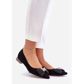 Elegantes bailarinas femeninas de gamuza con Laura Messi 2893 Black Bow negro 1
