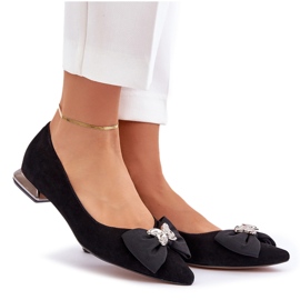 Elegantes bailarinas femeninas de gamuza con Laura Messi 2893 Black Bow negro 8