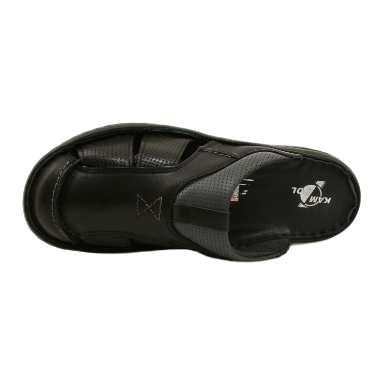 Kampol Chanclas de piel para hombre 224KAM, negro 11