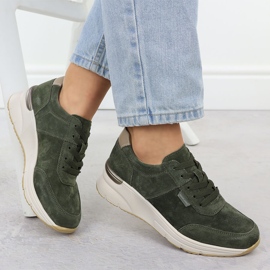 Zapatillas de deporte de cuero en cuña Sergio Leone SP104 Suedas de gamuza verde 4