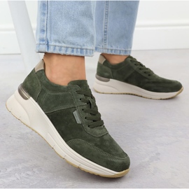 Zapatillas de deporte de cuero en cuña Sergio Leone SP104 Suedas de gamuza verde 5