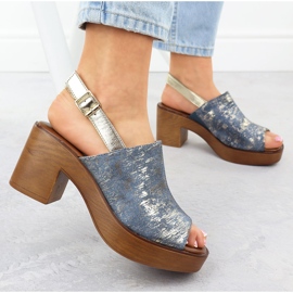 Sandalias de mujeres en el pilar, M. Daszyński M. Daszyński MR23126-7 azul 6
