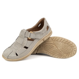 KOMODO Zapatos de cuero para hombres para velcro 937 gris 4