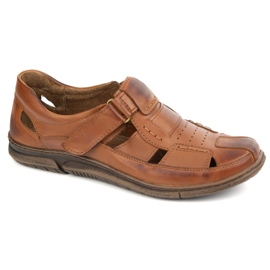KOMODO Zapatos de cuero de velcro 937 marrón 2