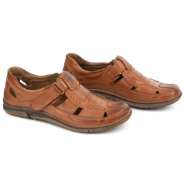 KOMODO Zapatos de cuero de velcro 937 marrón 3