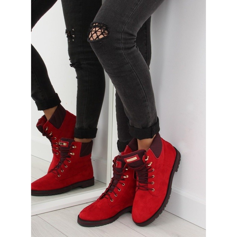 Botas con cordones rojo 1539 Rojo 2