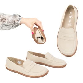 Olivier Barefoot elegante mocasines de cuero minimalista de mujeres 1280 beige 3