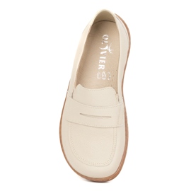 Olivier Barefoot elegante mocasines de cuero minimalista de mujeres 1280 beige 11