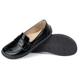 Olivier Barefoot elegante mocasines de cuero minimalista de mujeres 1280 Negro 3