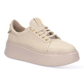 Zapatillas de cuero para mujeres en la plataforma Pollonus beige 5-1722-002 3