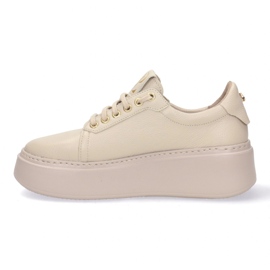 Zapatillas de cuero para mujeres en la plataforma Pollonus beige 5-1722-002 4