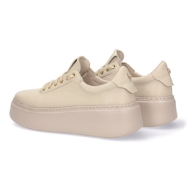 Zapatillas de cuero para mujeres en la plataforma Pollonus beige 5-1722-002 6